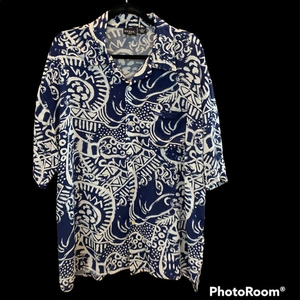 Guess Aztec Button‎ Up Short Sleeve Tropical Shirt Missing button